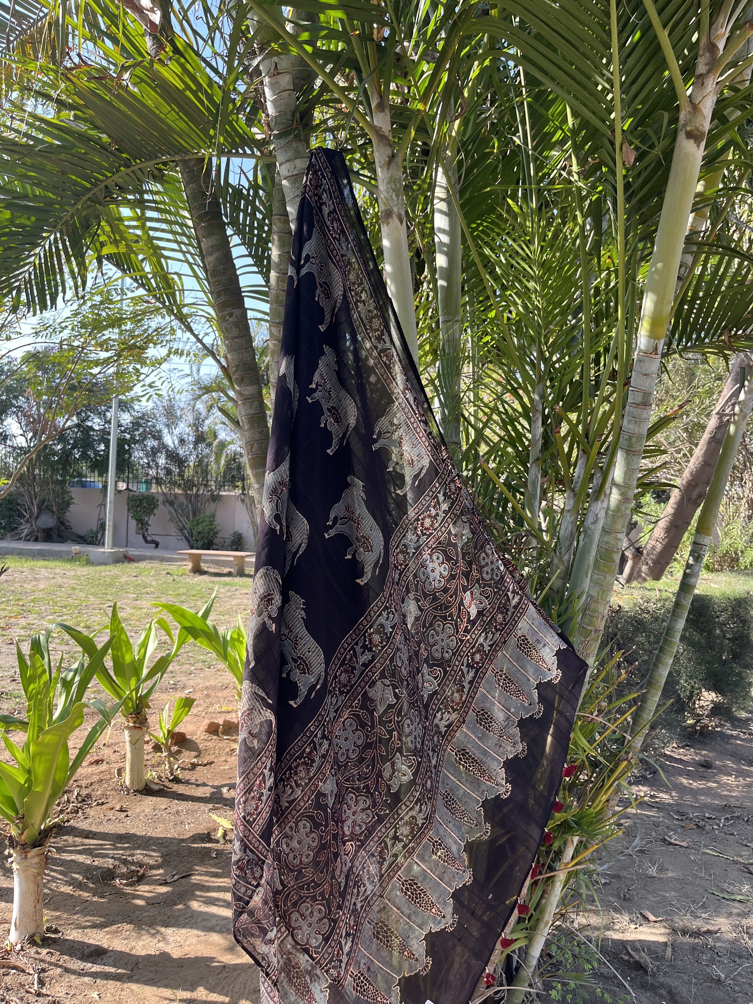 Authentic Ajrakh Hand Block Print Mul Cotton Dupatta | Natural Dyes