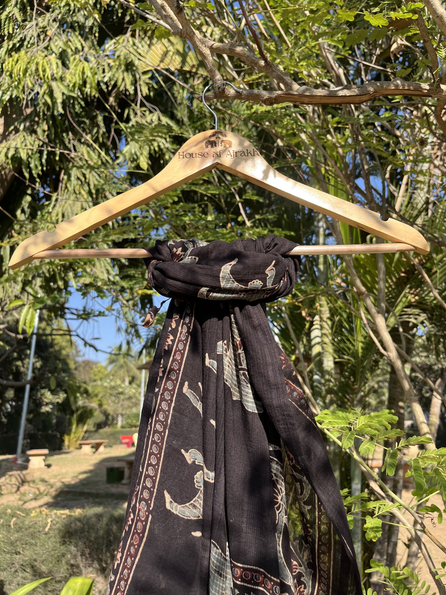 Authentic Ajrakh Hand Block Print Mul Cotton Dupatta | Natural Dyes