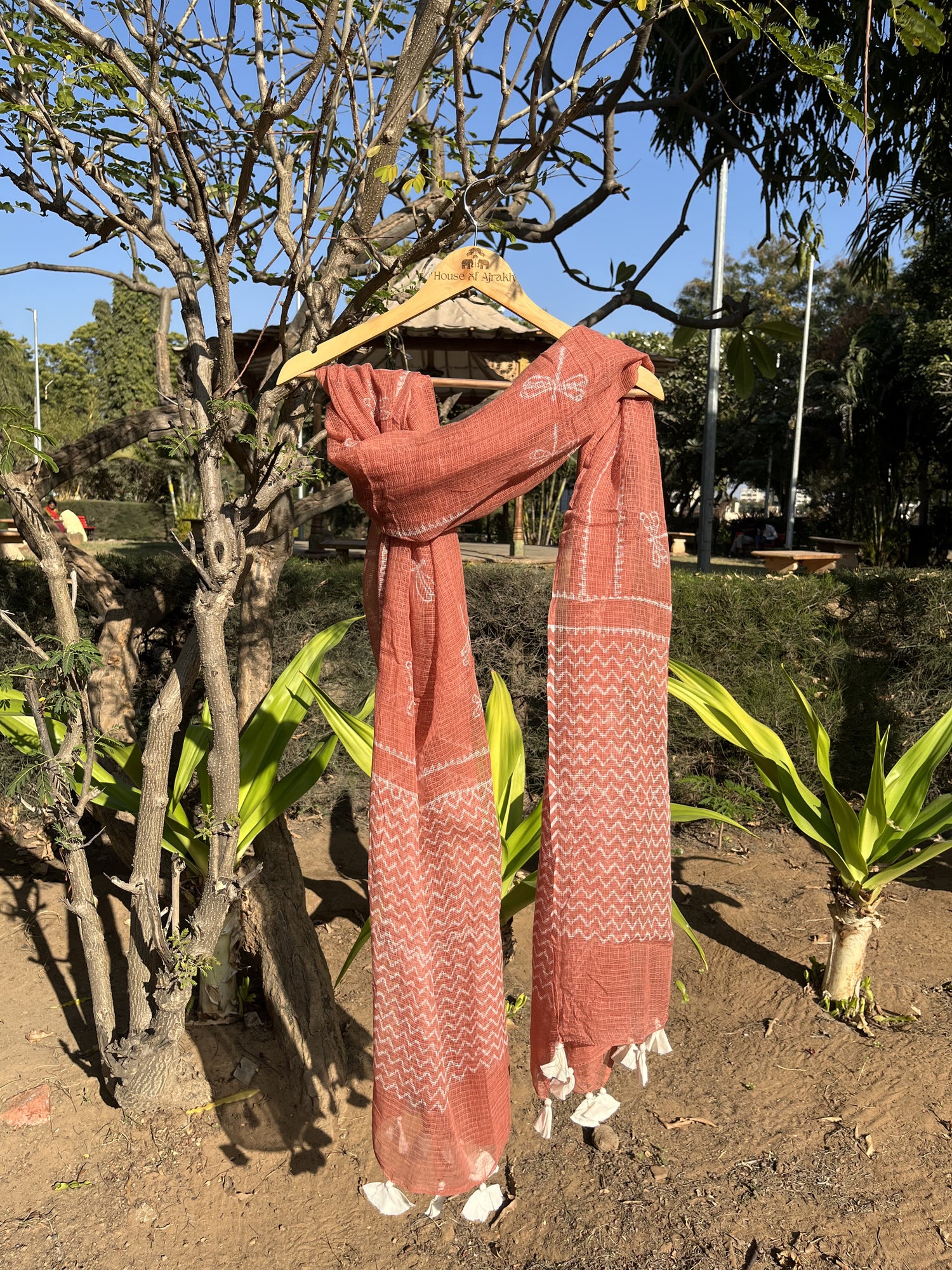 Authentic Ajrakh Hand Block Print Kota Cotton Dupatta | Natural Dyes