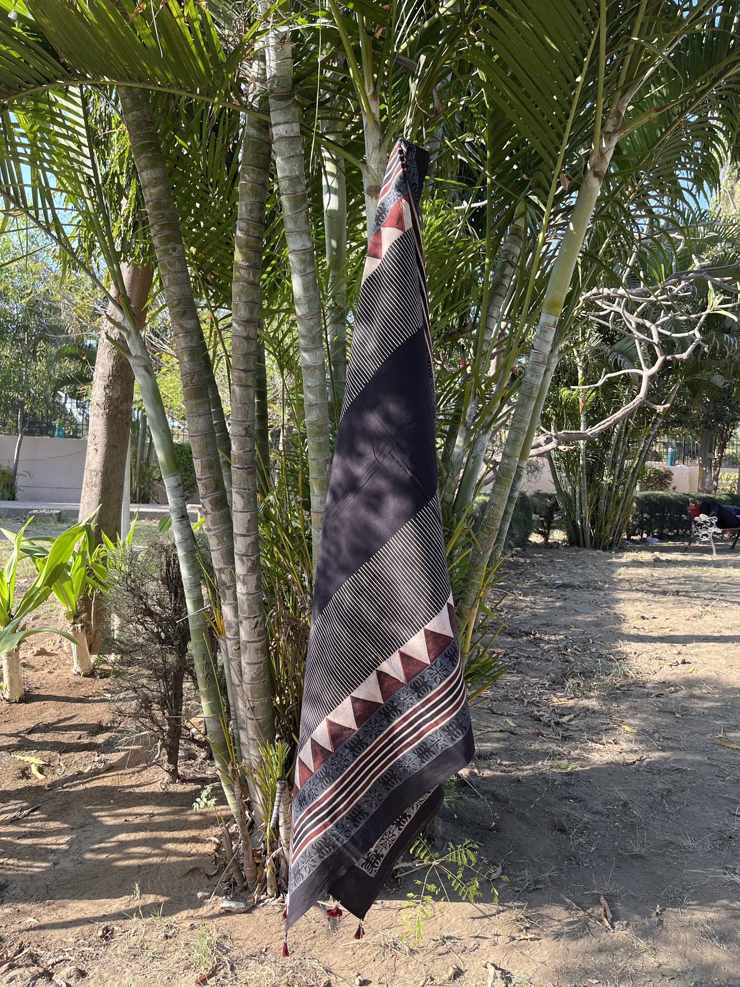 Authentic Ajrakh Hand Block Print Cotton Dupatta | Natural Dyes