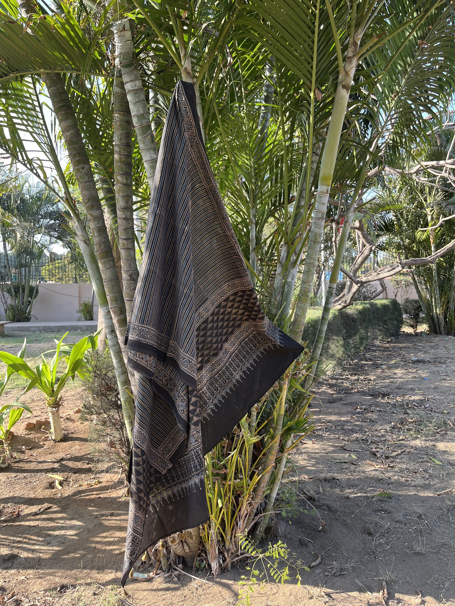 Authentic Ajrakh Hand Block Print Cotton Dupatta | Natural Dyes
