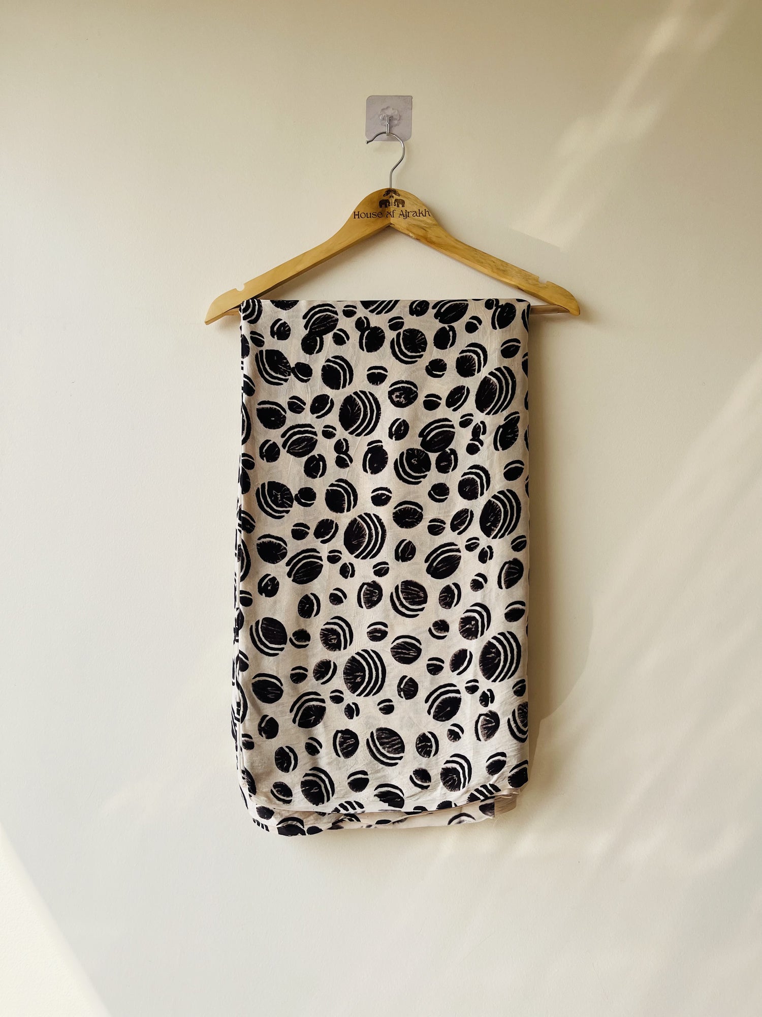 Coffee Ajrakh Hand Block Print Modal Silk Fabric | Natural Dyes