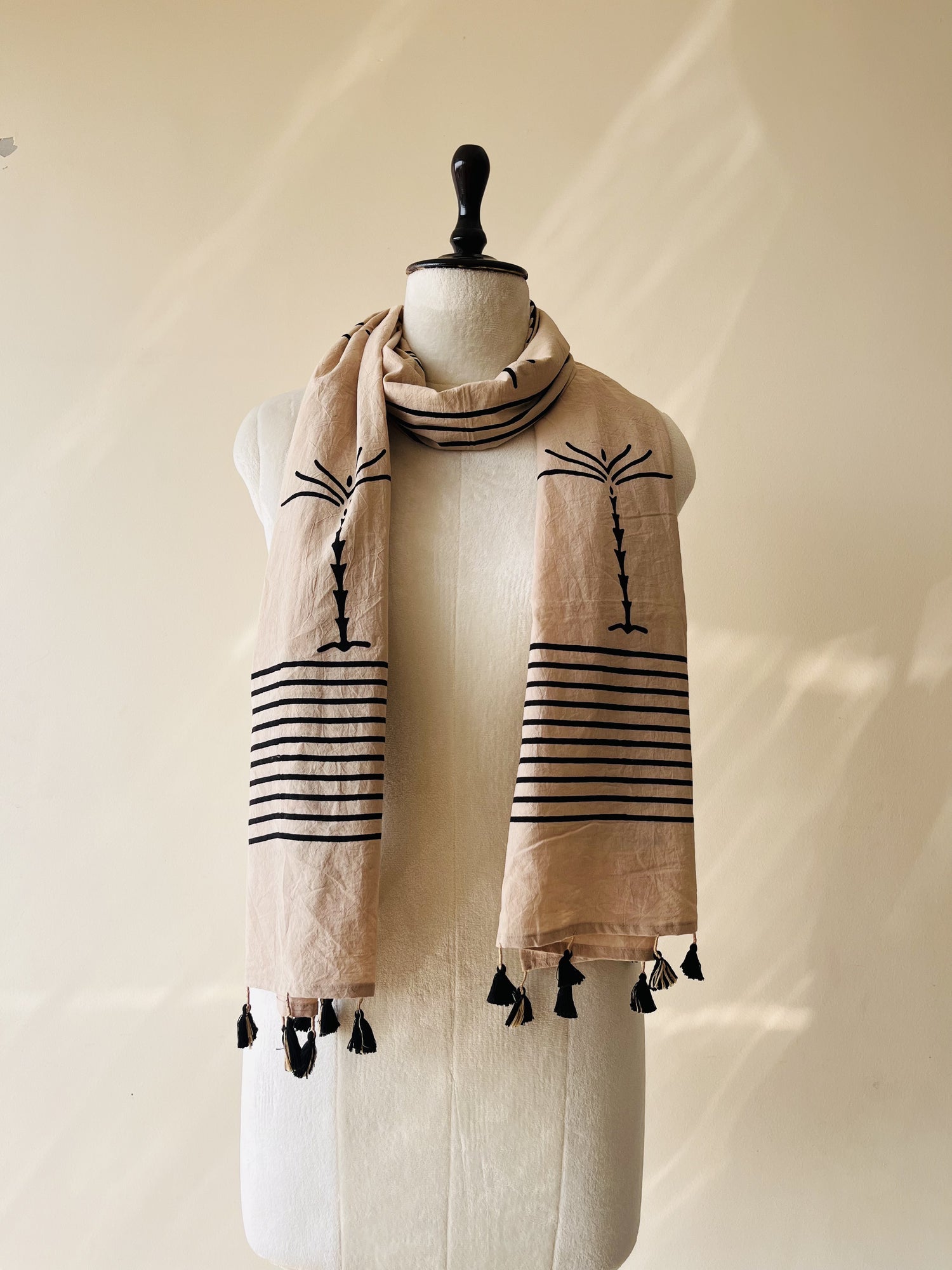 Authentic Ajrakh Hand Block Print Cotton Stole | Natural Dye