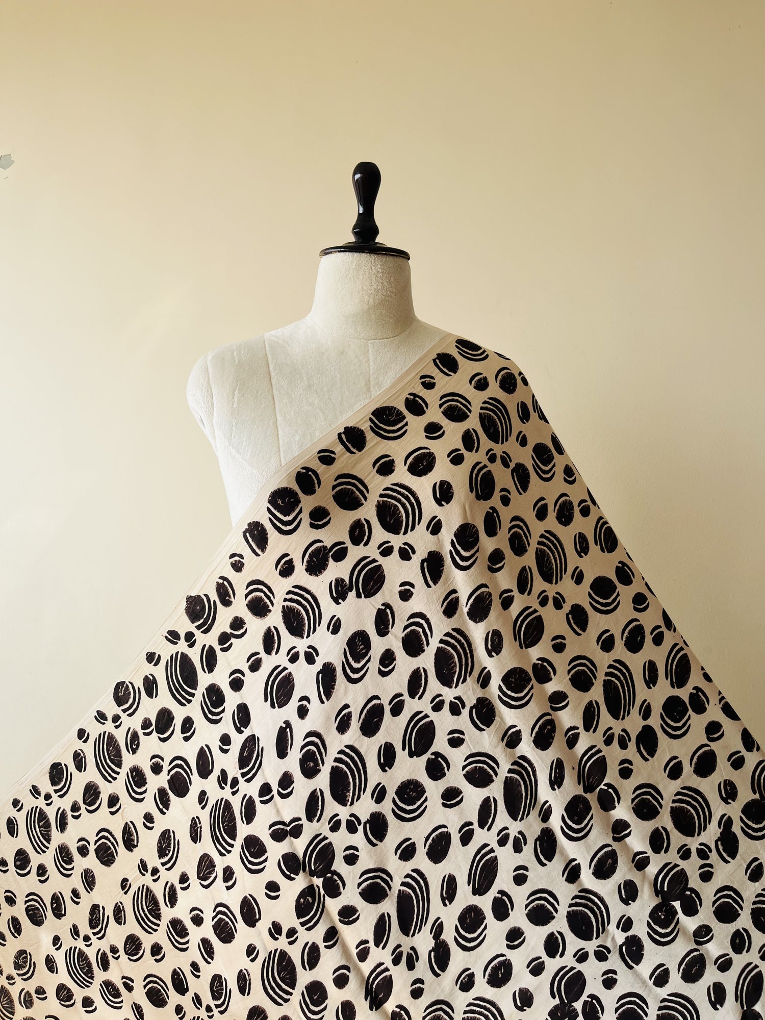 Coffee Ajrakh Hand Block Print Modal Silk Fabric | Natural Dyes