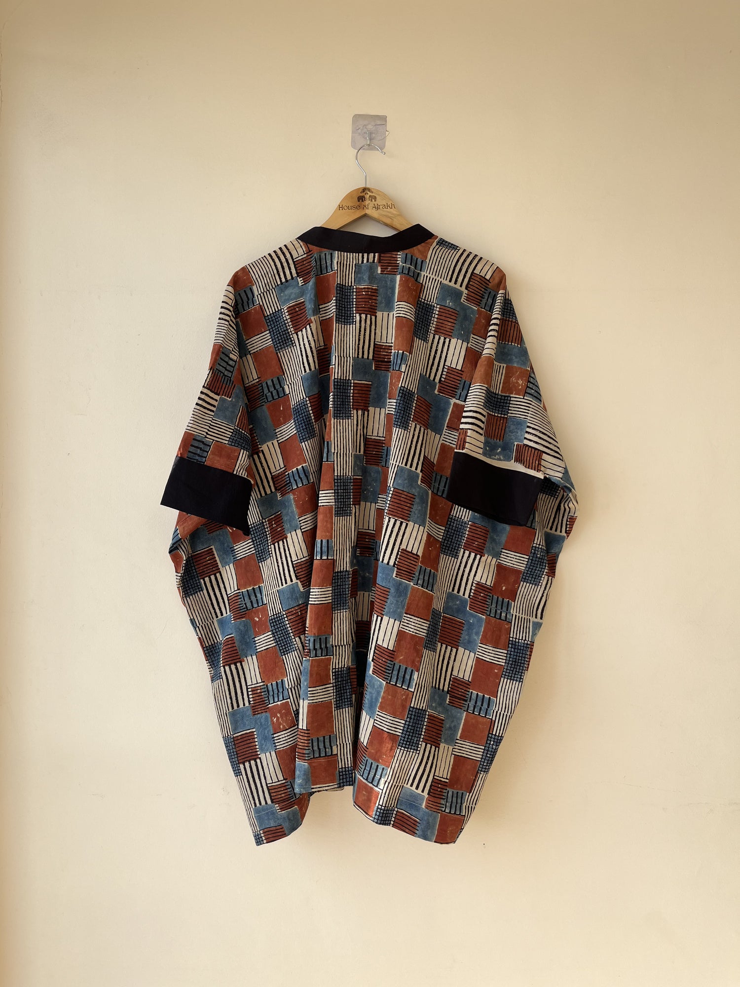 Multicolor Ajrakh Hand Block Printed Cotton Kaftan | Natural Dyes