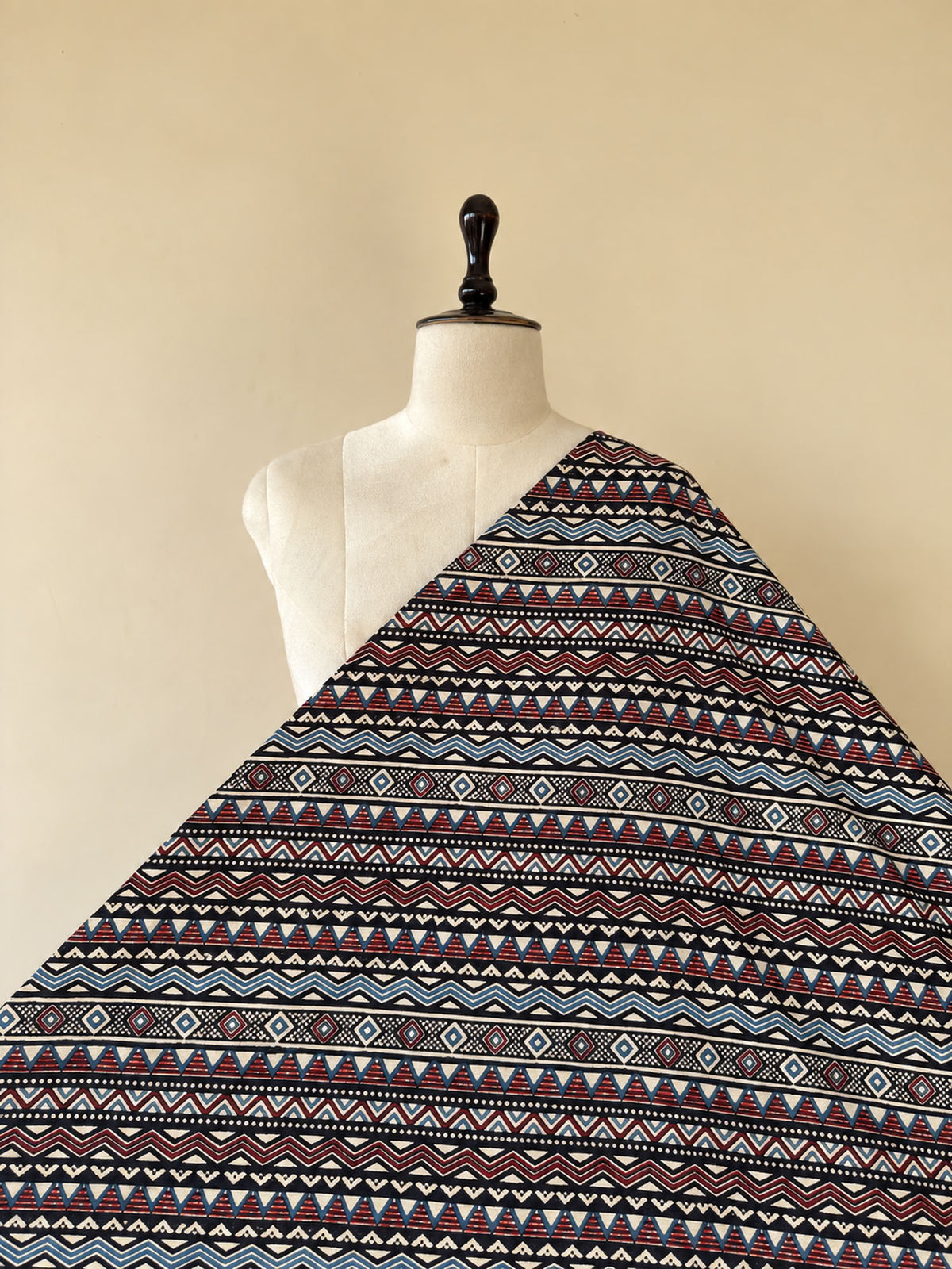 Ajrakh Hand Block Printed Cotton Fabric | Natural Dyes