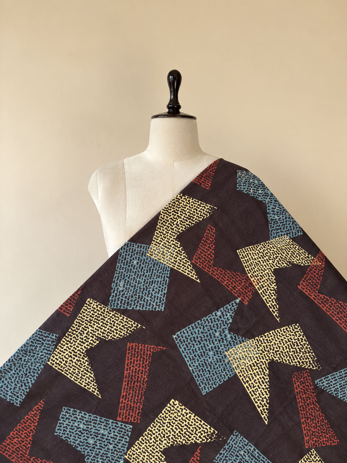 Ajrakh Hand Block Printed Cotton Fabric | Natural Dyes
