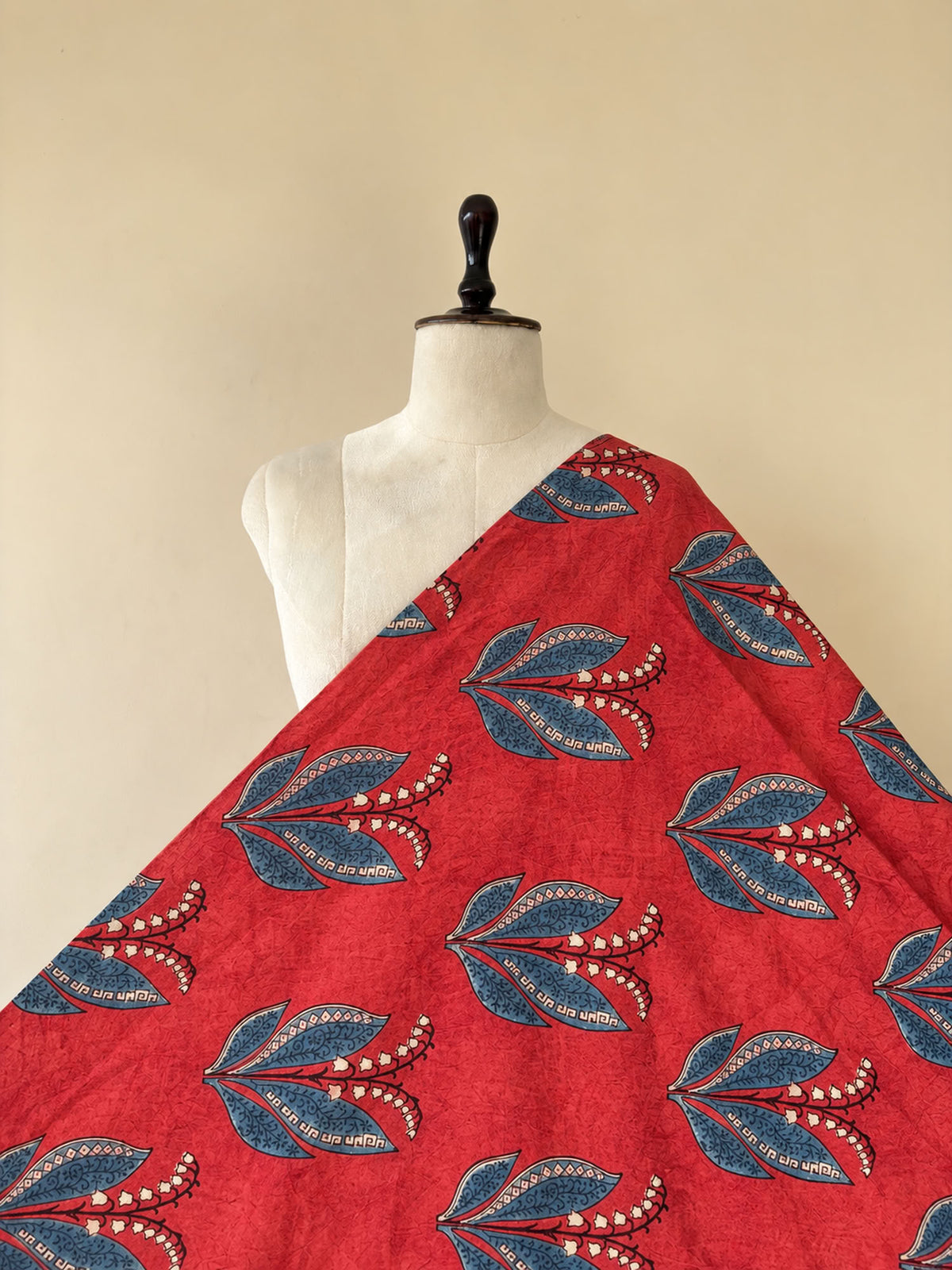 Red Ajrakh Hand Block Printed Cotton Fabric | Natural Dyes