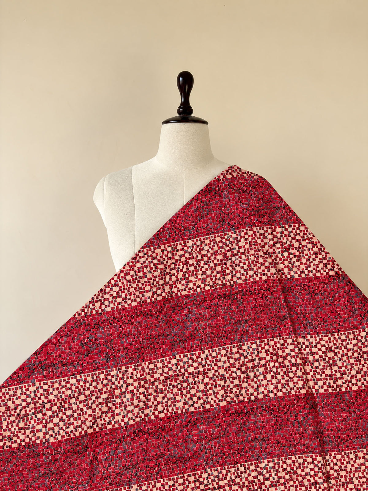 Red Ajrakh Hand Block Printed Cotton Fabric | Natural Dyes
