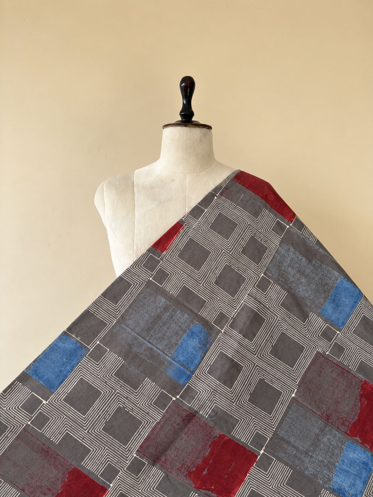 Ajrakh Hand Block Printed Cotton Fabric | Natural Dyes