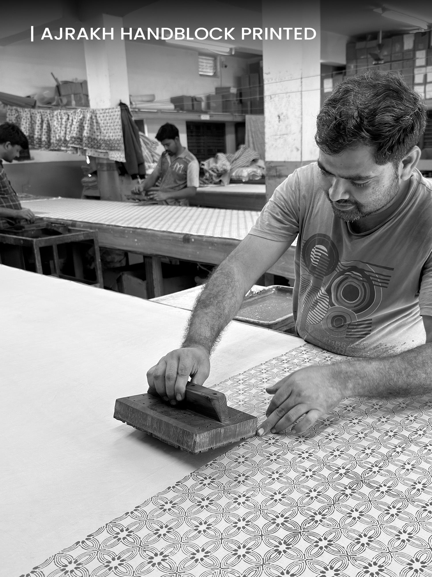 Rust Ajrakh Hand Block Print Modal Silk Fabric | Natural Dyes