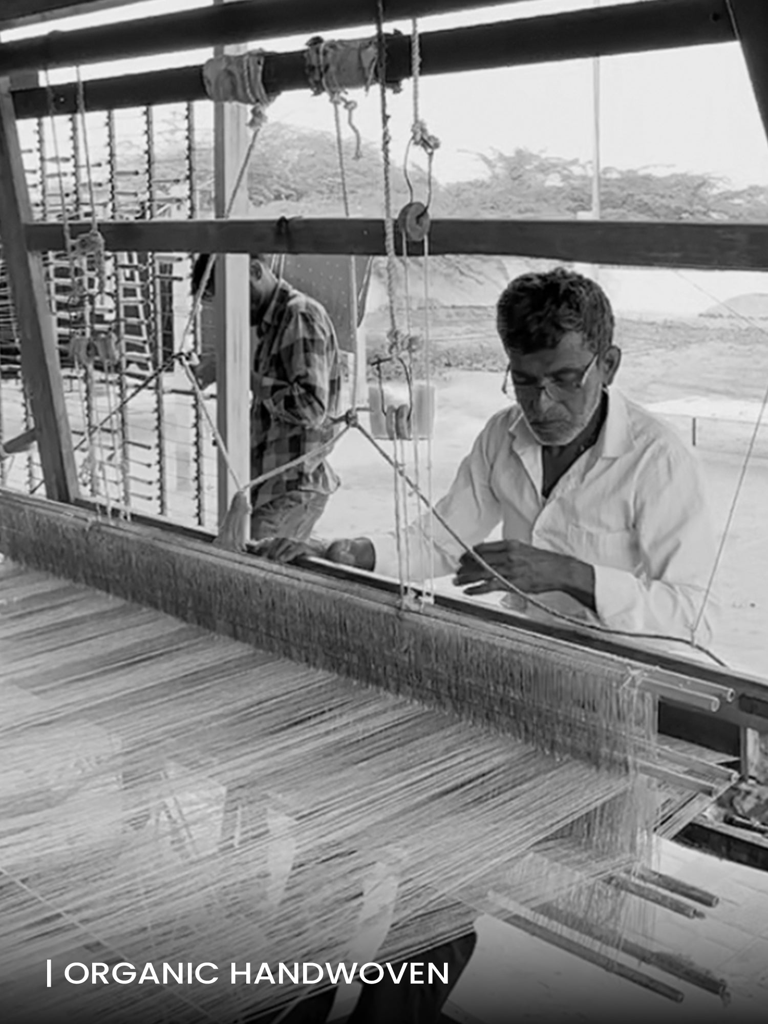 Grey Striped Handwoven Organic Kala Cotton Fabric | Soft & Breathable